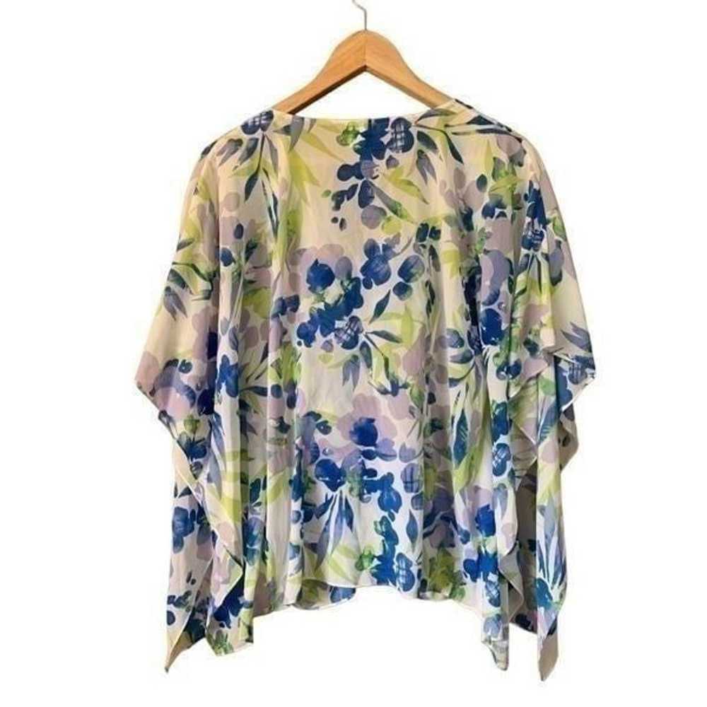 St. John Vintage Silk Blend Floral Poncho Blouse … - image 2
