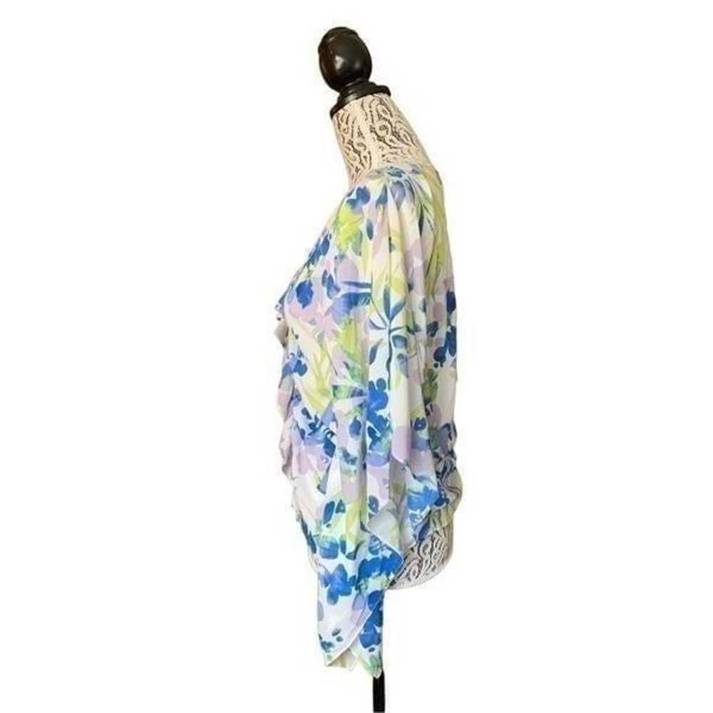 St. John Vintage Silk Blend Floral Poncho Blouse … - image 4
