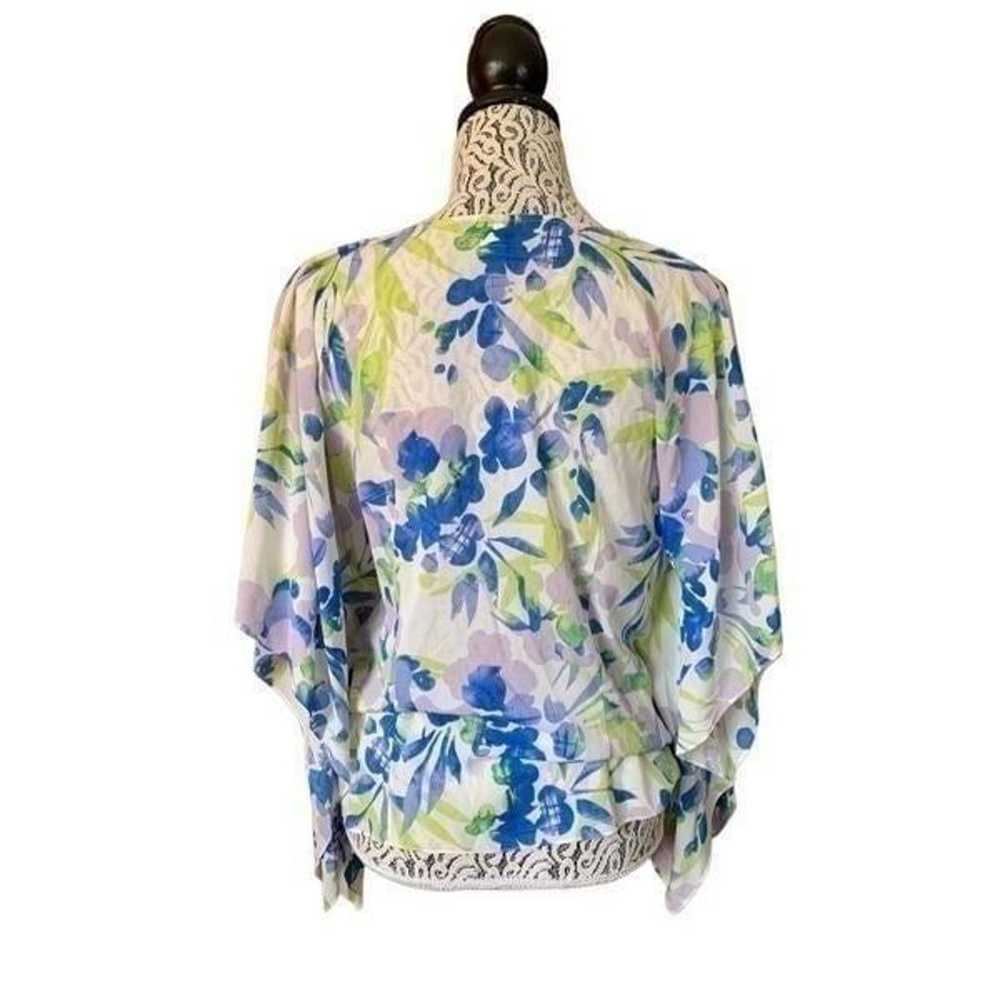 St. John Vintage Silk Blend Floral Poncho Blouse … - image 5
