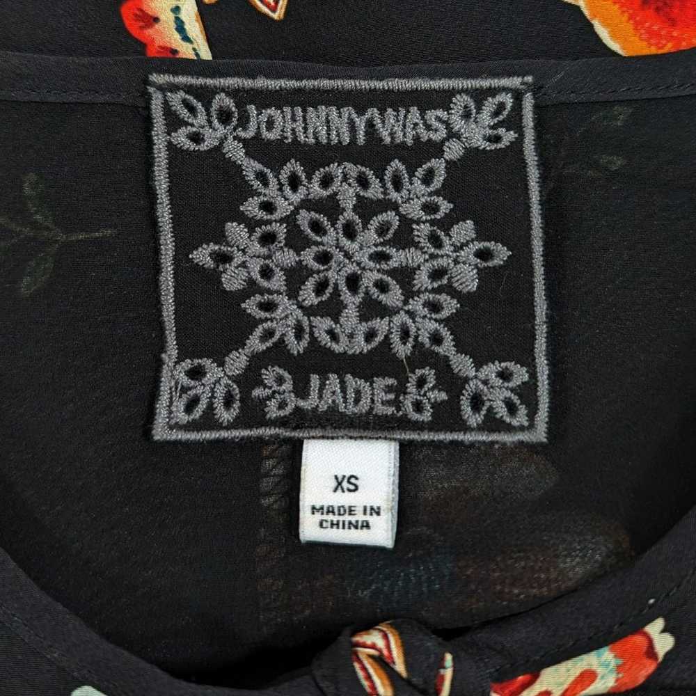 Johnny Was Dress XS Zorya 100% Silk Black Floral … - image 4