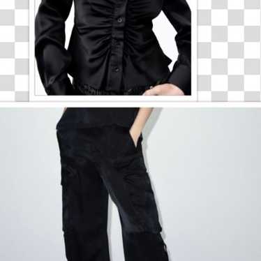 NWOT Zara satin black silk top and pant set