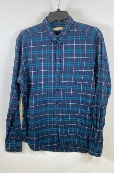 Burberry Men Blue Plaid Button Up Shirt S