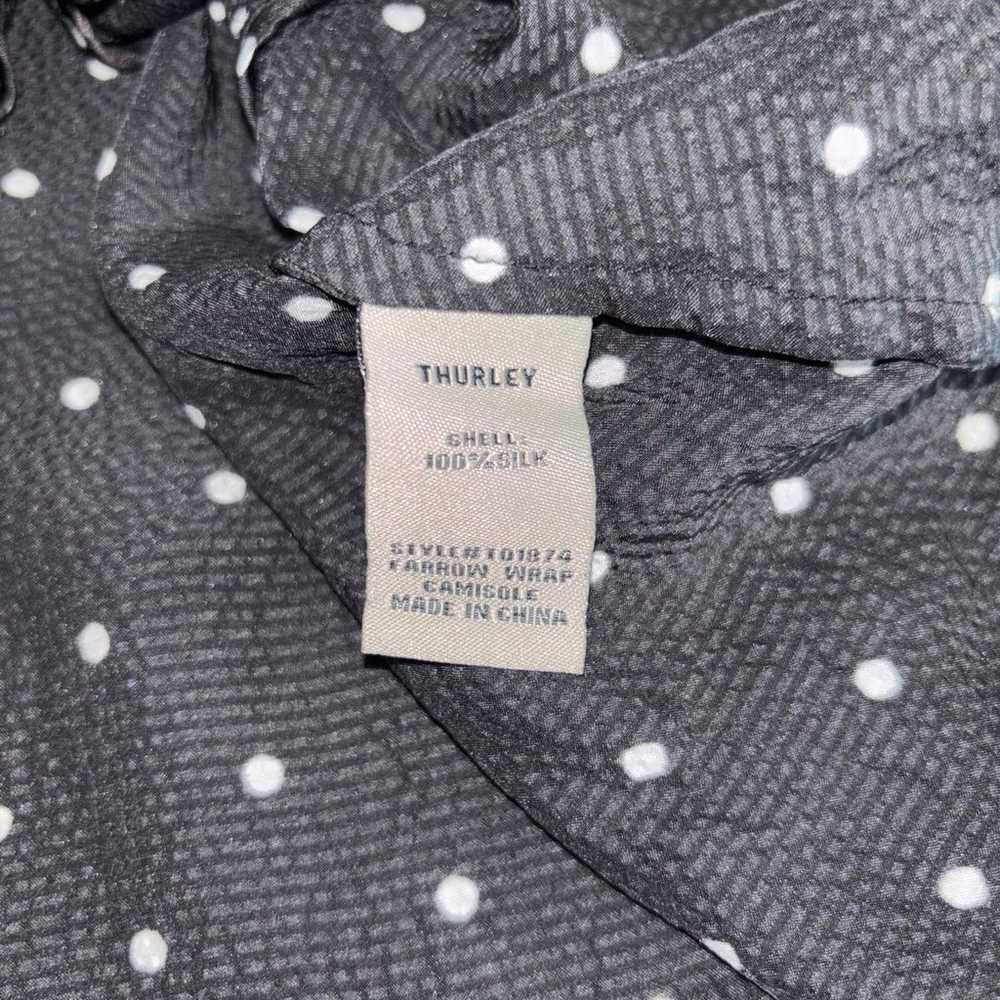 Thurley Women's Black Polka Dot 100% Silk Wrap Top - image 11