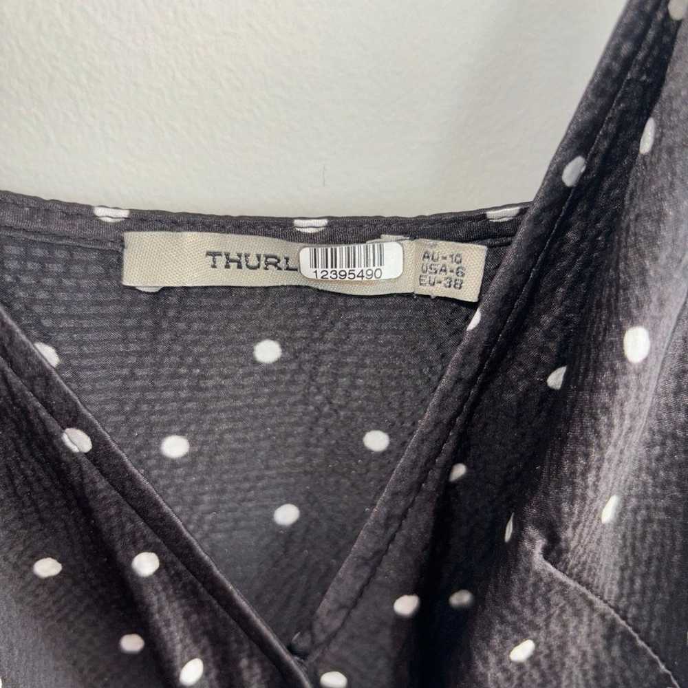 Thurley Women's Black Polka Dot 100% Silk Wrap Top - image 3
