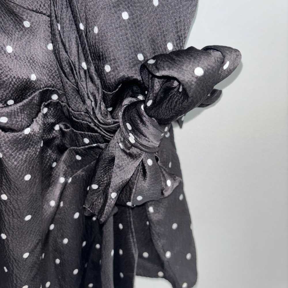 Thurley Women's Black Polka Dot 100% Silk Wrap Top - image 4