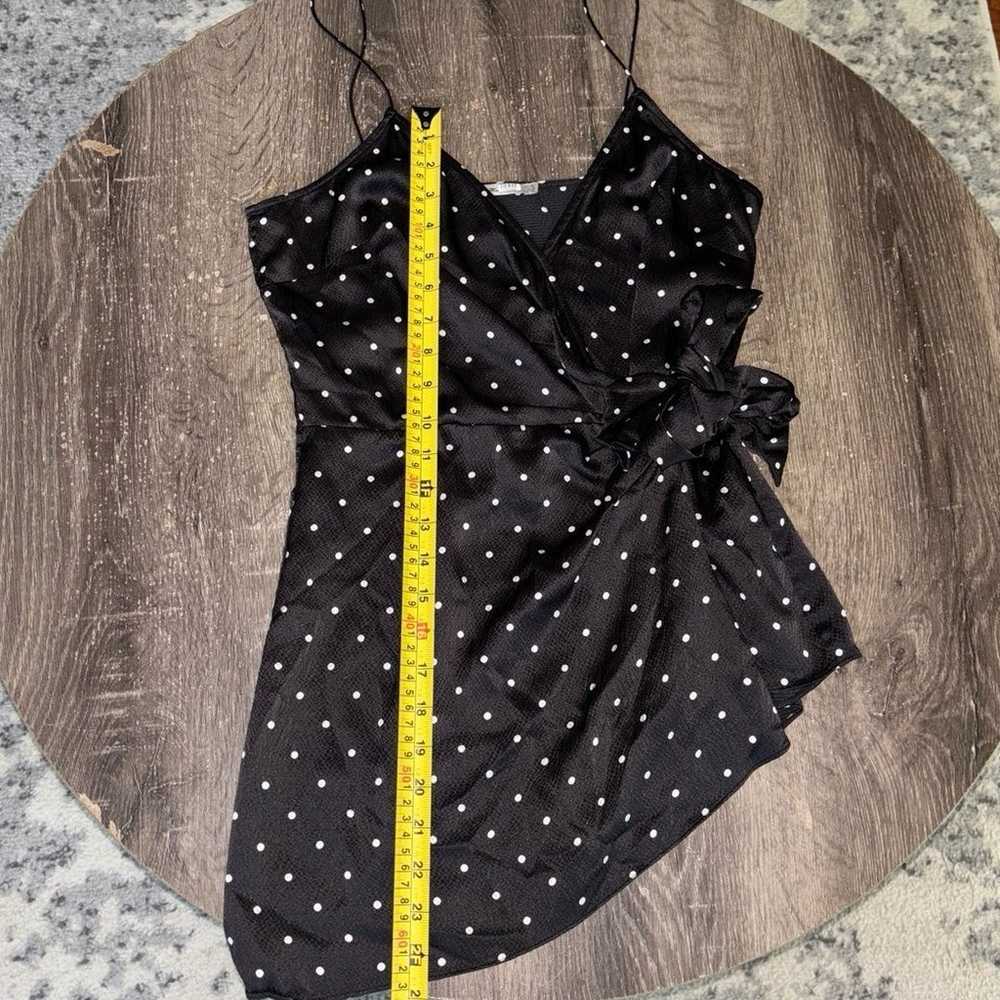 Thurley Women's Black Polka Dot 100% Silk Wrap Top - image 8