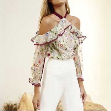 ALEXIS Kylie Embroidery Ruffle ColdShoulder Lined… - image 1