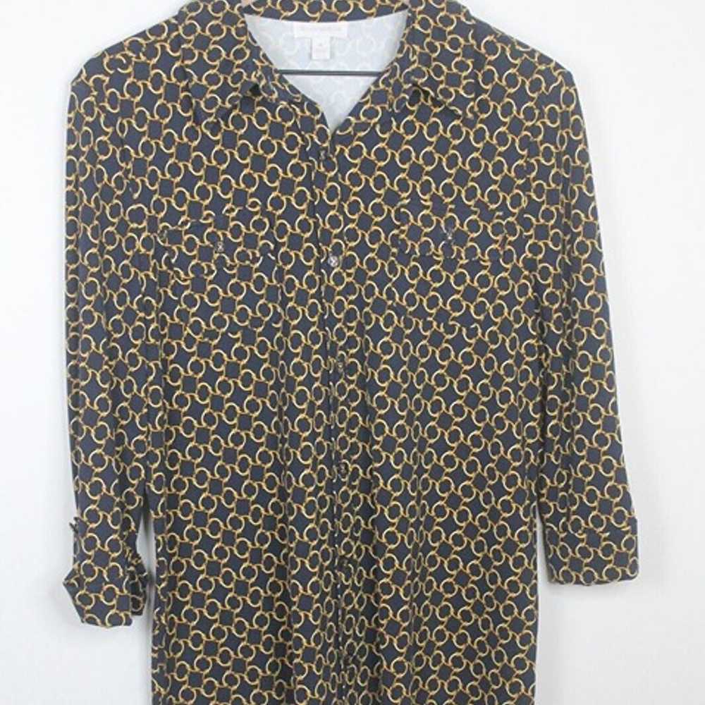 Charter Club Women Top X-Large Navy Button Up Blo… - image 1