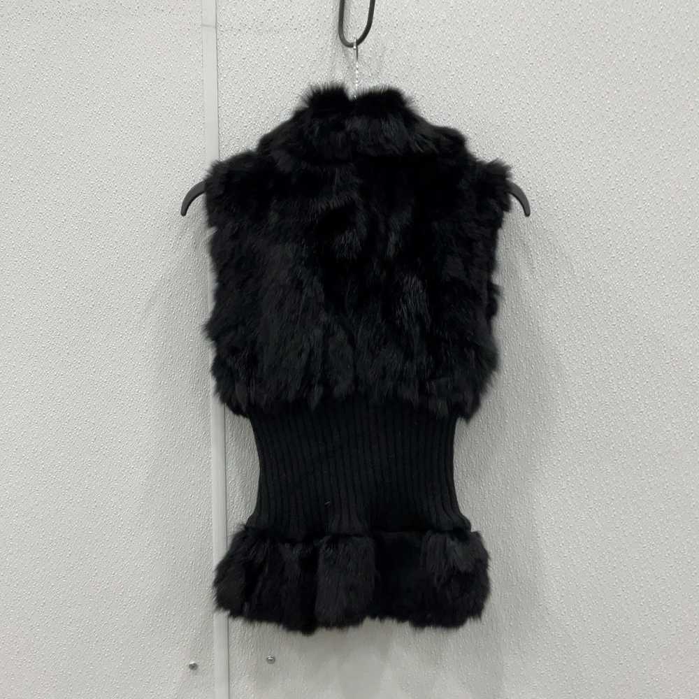 Guess Jeans Womens Black Sleeveless Rabbit Fur Fu… - image 2