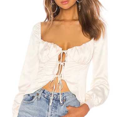 Majorelle Waldorf Ivory Tie Front Blouse Top - image 1