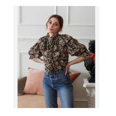 Mille Claudette Ruffle Rose Floral Printed Blouse 