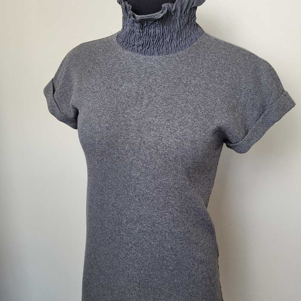 Brunello Cucinelli 100% Silk Shirt Turtleneck Gra… - image 2