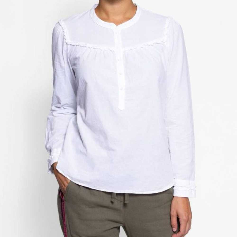 XIRENA XS White Grace Cotton Shirt Long Sleeve Top - image 1