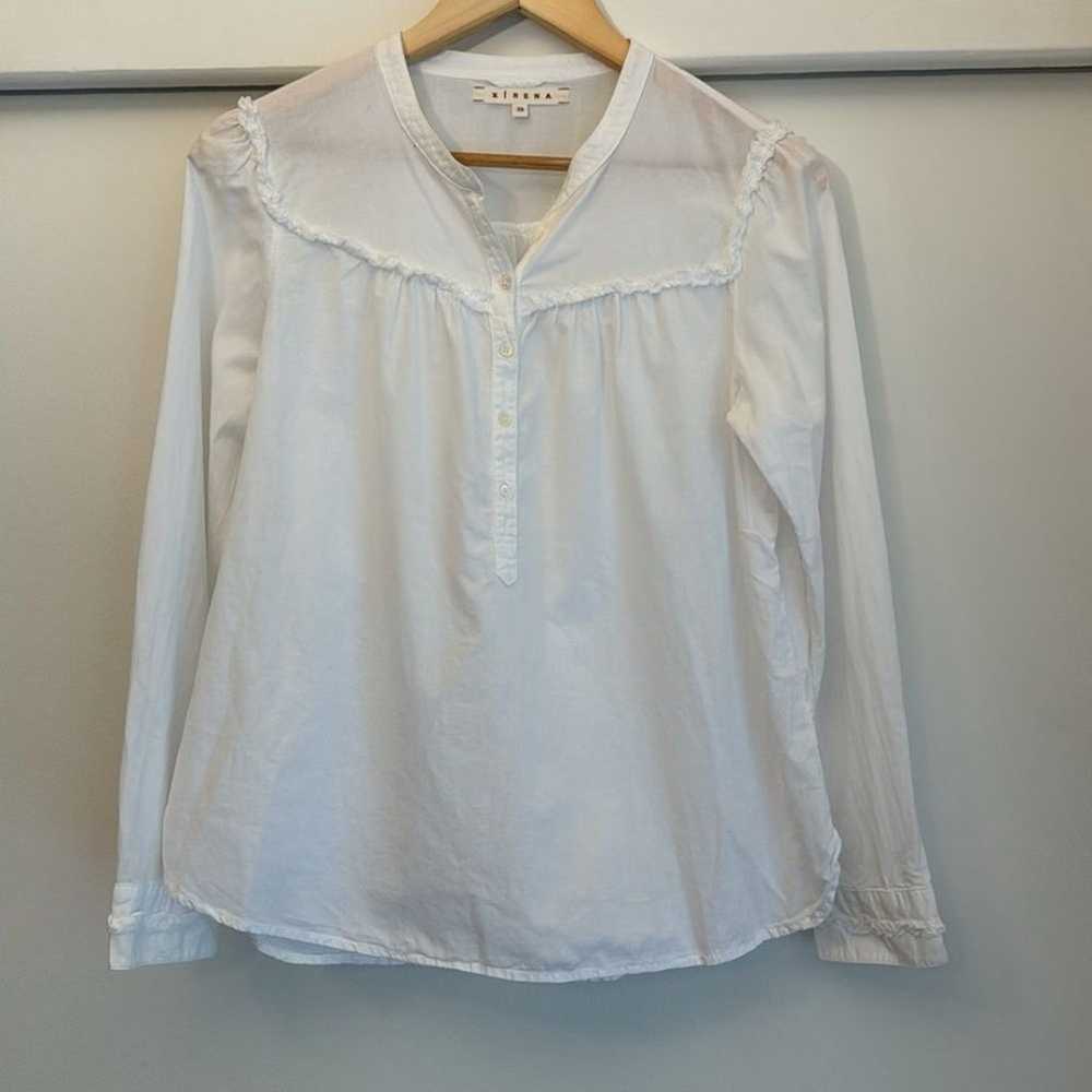 XIRENA XS White Grace Cotton Shirt Long Sleeve Top - image 3