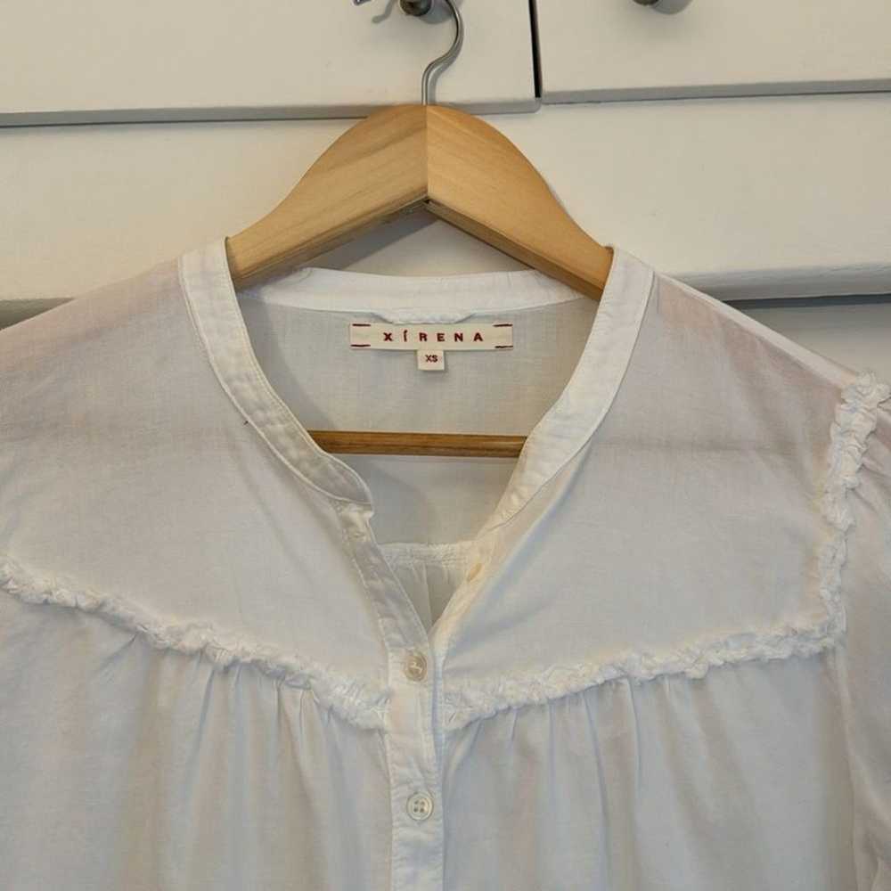 XIRENA XS White Grace Cotton Shirt Long Sleeve Top - image 4