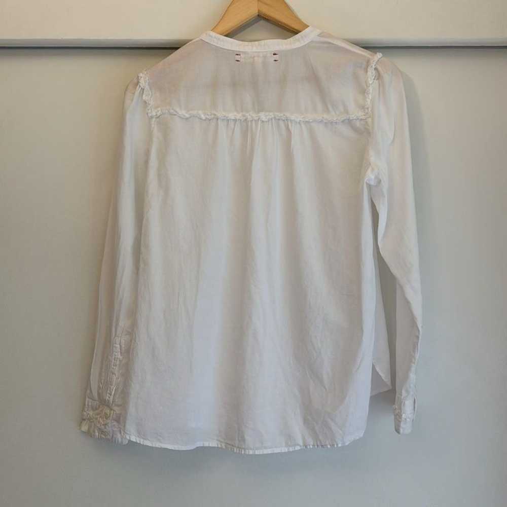 XIRENA XS White Grace Cotton Shirt Long Sleeve Top - image 7