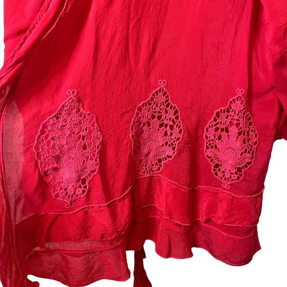 Johnny Was Womens Pink Crochet Detailed Kimono Ca… - image 3