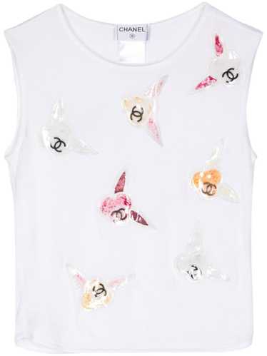 CHANEL Pre-Owned 2000s camellia patches tank top … - image 1