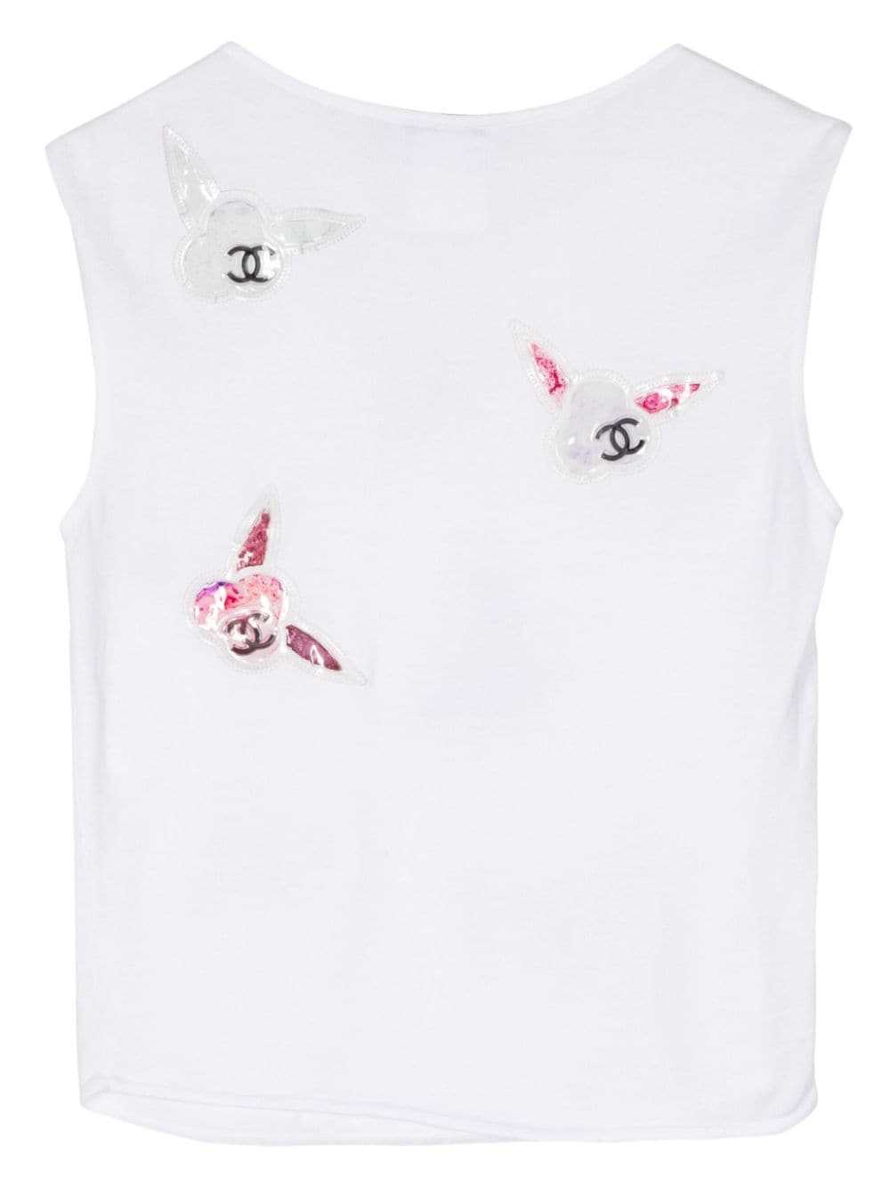 CHANEL Pre-Owned 2000s camellia patches tank top … - image 2