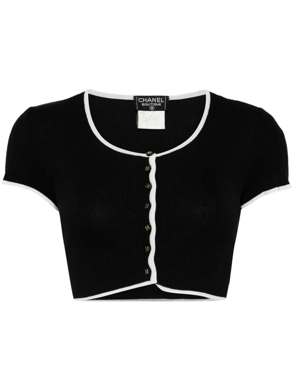 CHANEL Pre-Owned 1995 CC cropped T-shirt - Black - image 1
