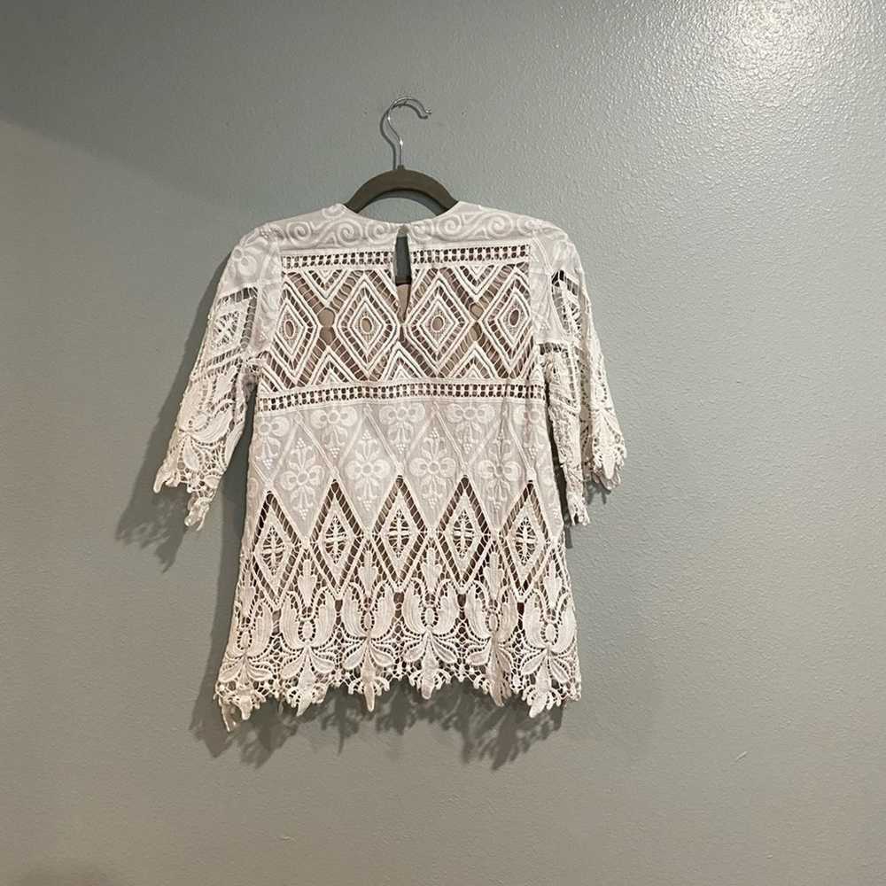 Hunter Bell Ivory Lace Fawn Short Sleeve Blouse S… - image 11