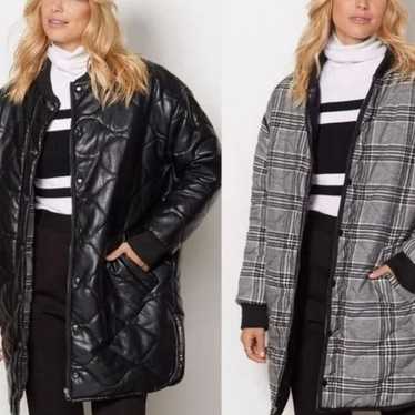 Evereve black quilted reversible oversized faux l… - image 1