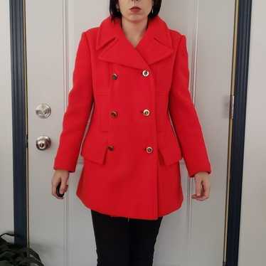 60s Red Wool Pea Coat