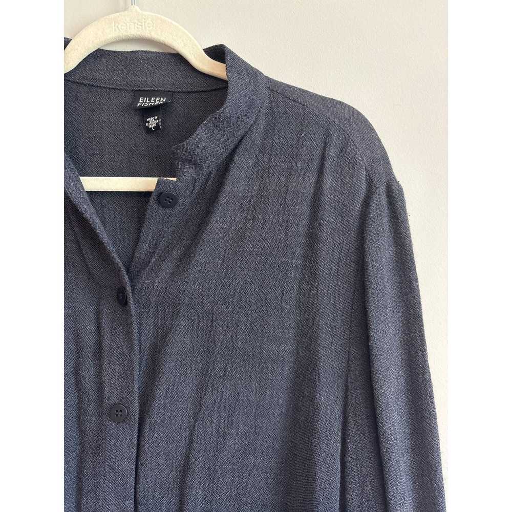 Eileen Fisher Linen Cardigan Jacket Navy Blue Siz… - image 4