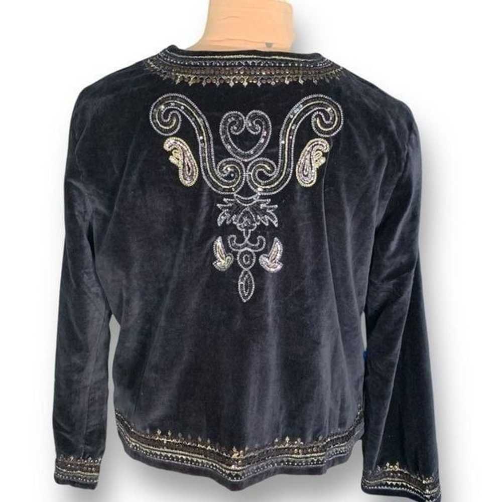 Indigo Moon Collarless Blazer Jacket Black Velvet… - image 5