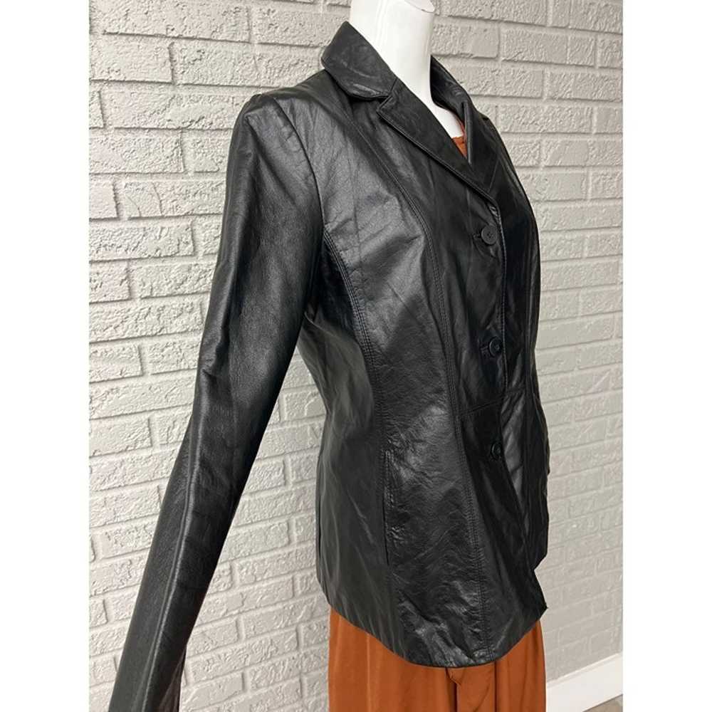 Danier Women Black Leather Jacket Size S - image 3