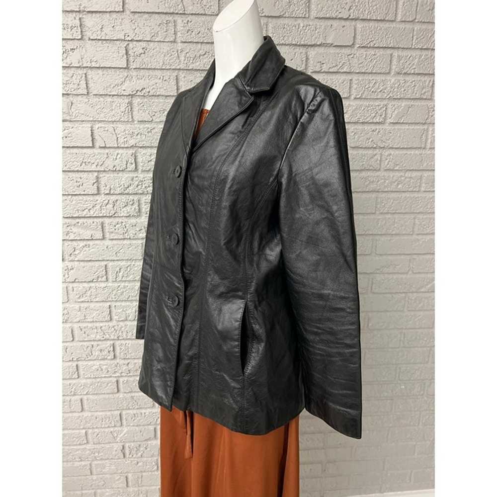 Danier Women Black Leather Jacket Size S - image 4