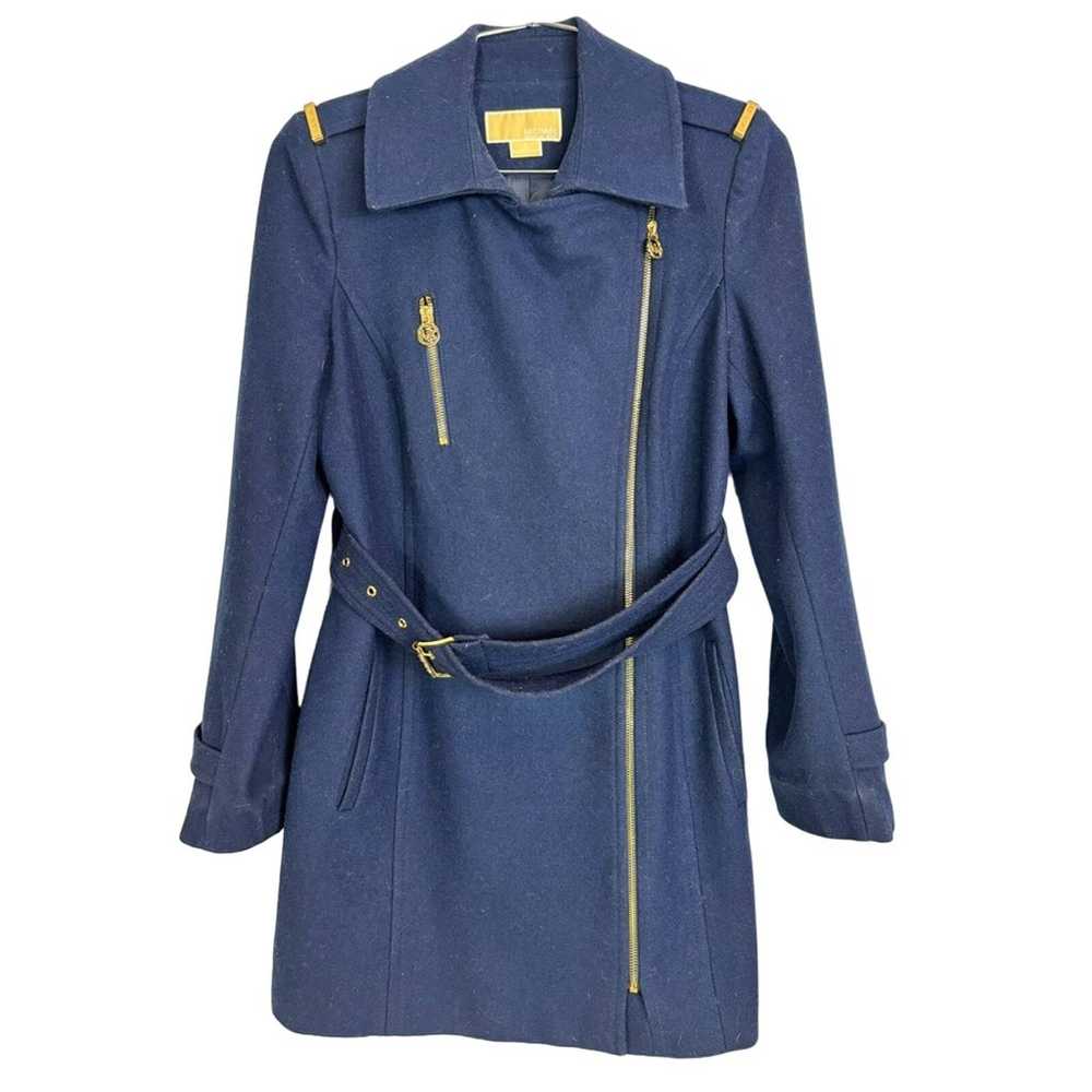 #MICHAEL KORS Belted Asymmetrical Zip Wool Blend … - image 4