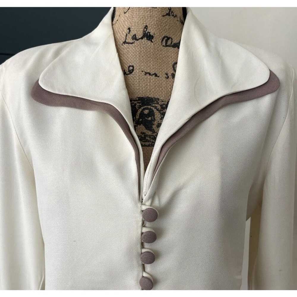 VTG Cream Cropped Blazer Jacket Top John Roberts … - image 3