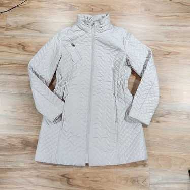 Laundry Silver Quilted Fitted Jacket w/Hood Medium