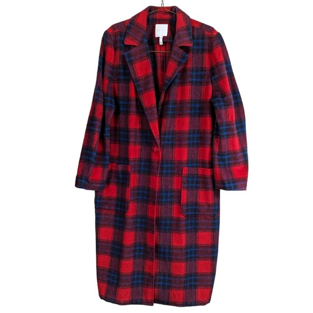 Leith Red Tartan Plaid Long Jacket Duster XXL - image 2