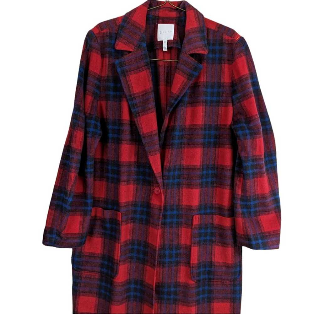 Leith Red Tartan Plaid Long Jacket Duster XXL - image 3