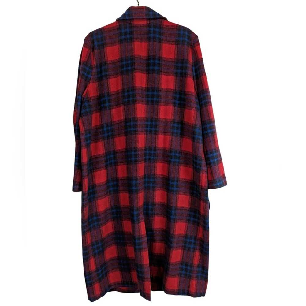 Leith Red Tartan Plaid Long Jacket Duster XXL - image 5