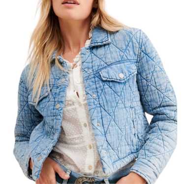 Blank NYC Quilted Blue Washed Cotton Jean Cropped… - image 1