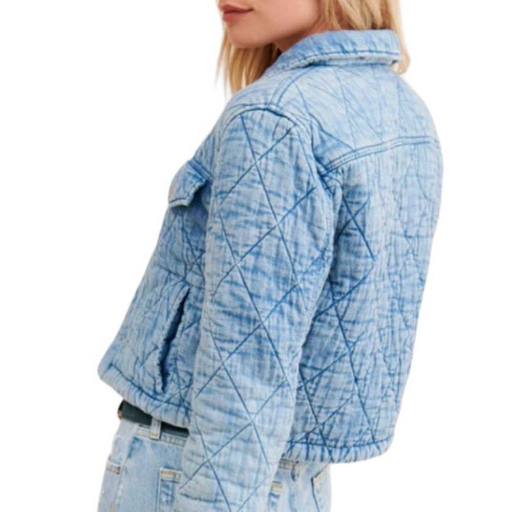 Blank NYC Quilted Blue Washed Cotton Jean Cropped… - image 2