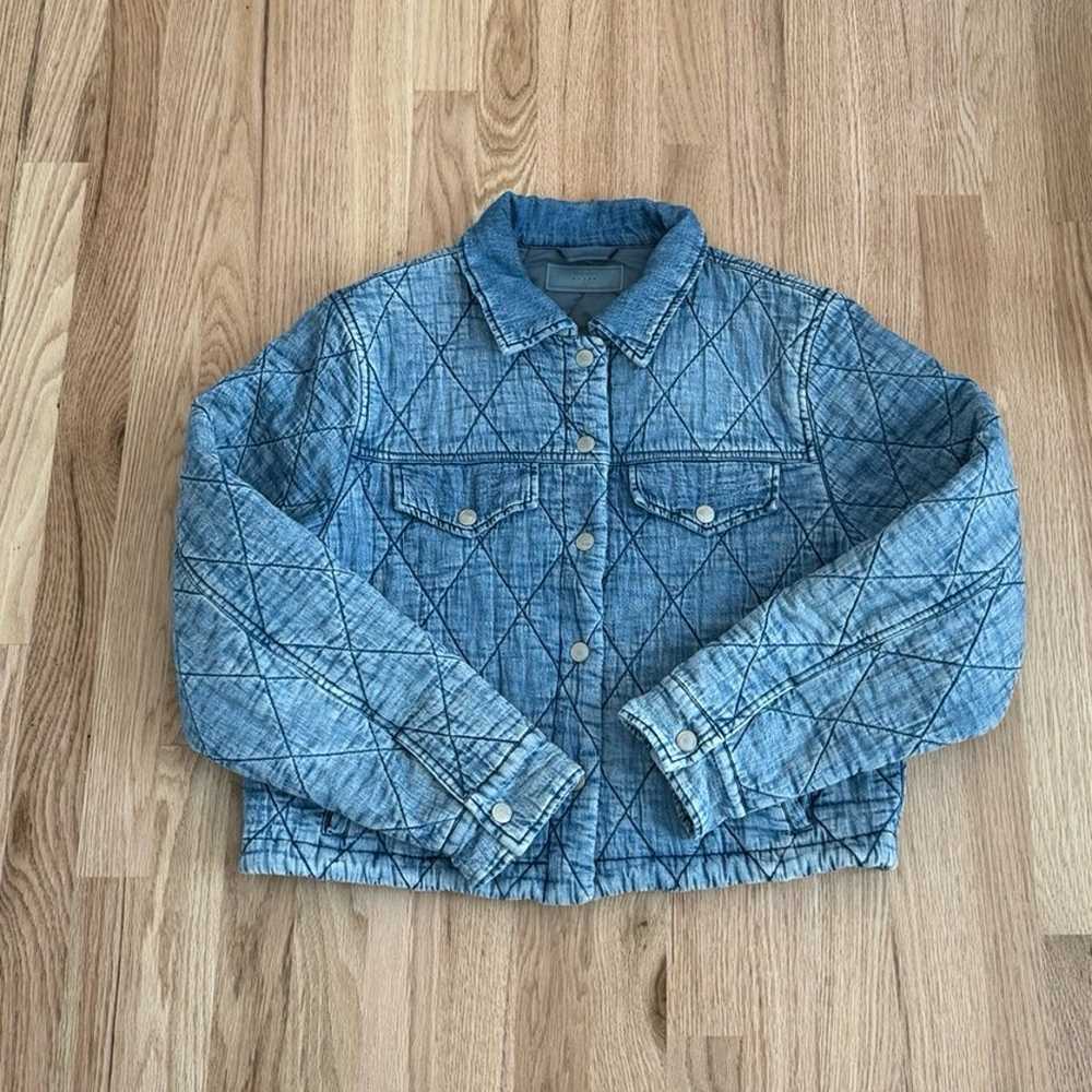 Blank NYC Quilted Blue Washed Cotton Jean Cropped… - image 3