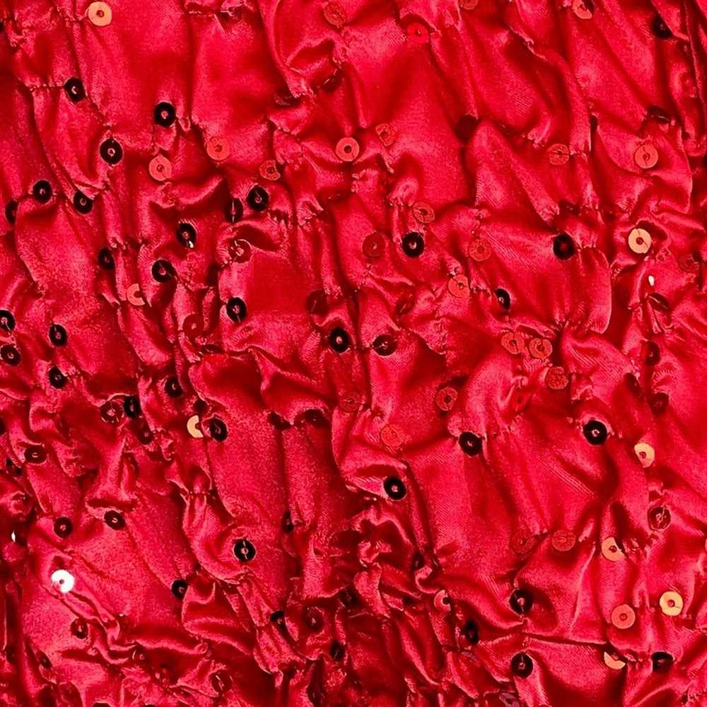 Vintage Red Sequin Satin Bomber Jacket  | Metalli… - image 7