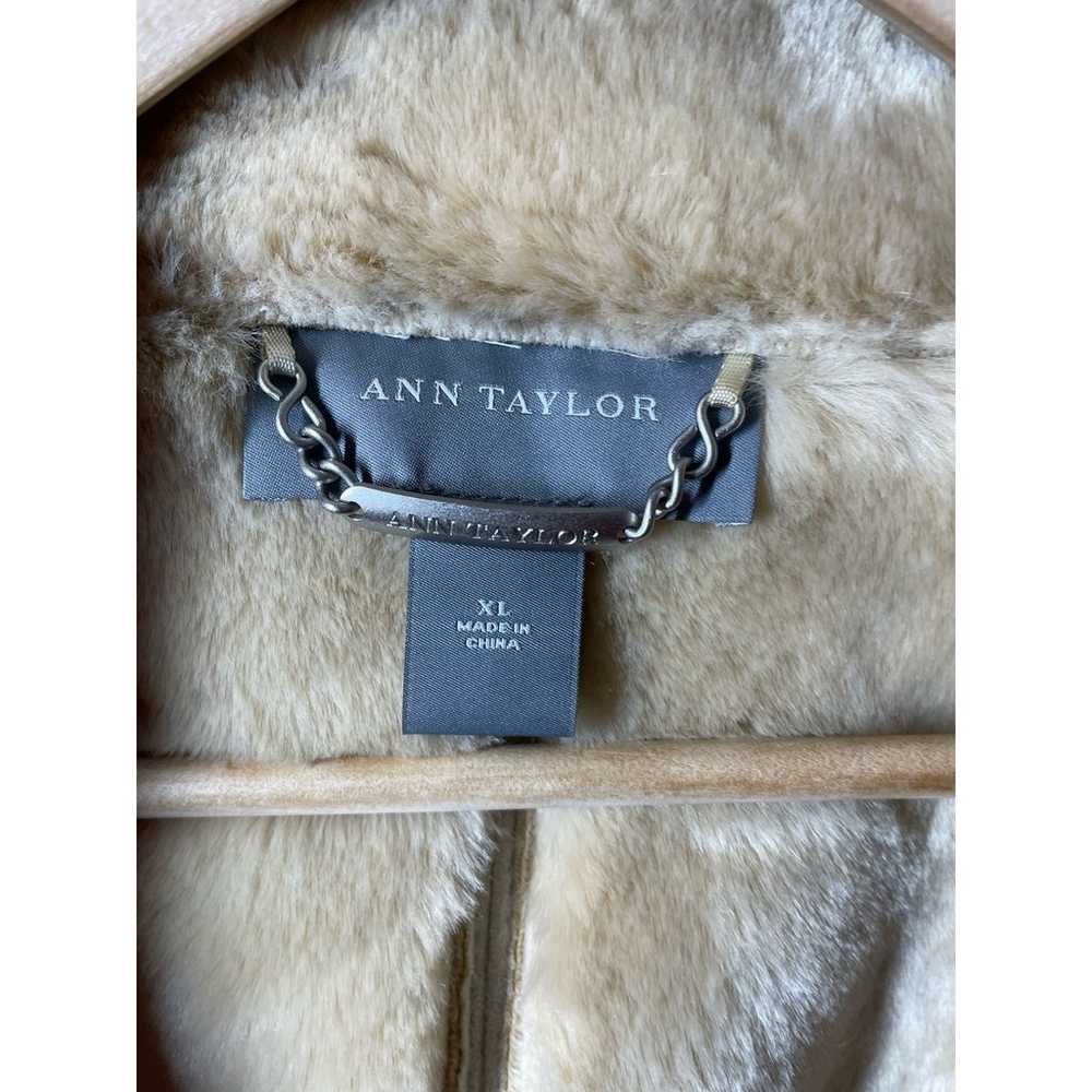 Ann Taylor Vegan Suede Fur Lined Coat Toggle Tan … - image 4