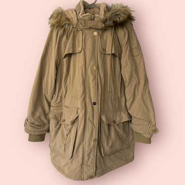 DKNY Women’s Faux-Fur-Trim Hooded Puffer Coat Tan… - image 1