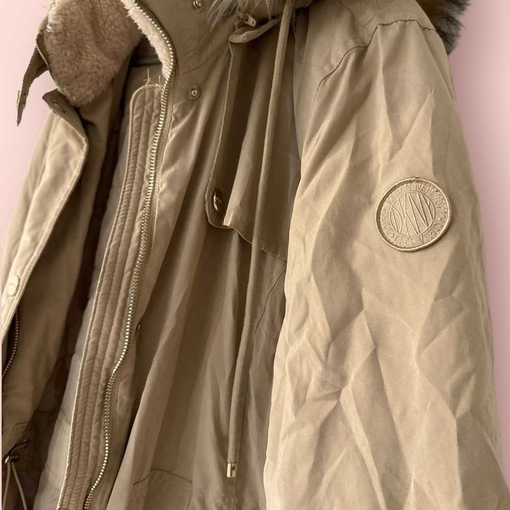 DKNY Women’s Faux-Fur-Trim Hooded Puffer Coat Tan… - image 4