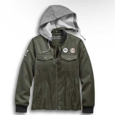 Harley Davidson Womens Patches Hooded Bomber Oliv… - image 1