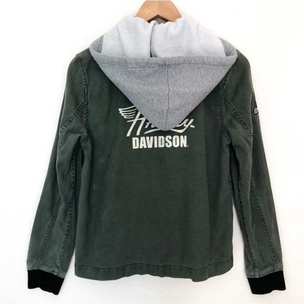 Harley Davidson Womens Patches Hooded Bomber Oliv… - image 6