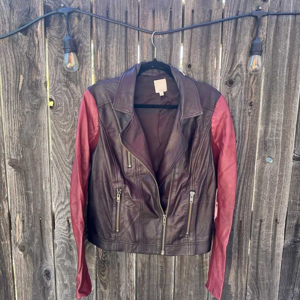 Halogen Colorblock Leather Moto Jacket - image 5