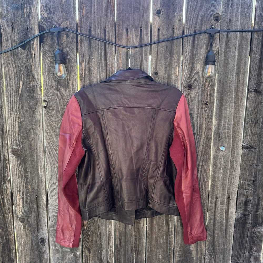 Halogen Colorblock Leather Moto Jacket - image 6
