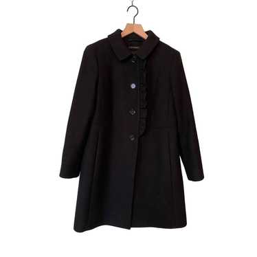 Talbots Ruffle Melton Coat Black Wool Fabric Made… - image 1