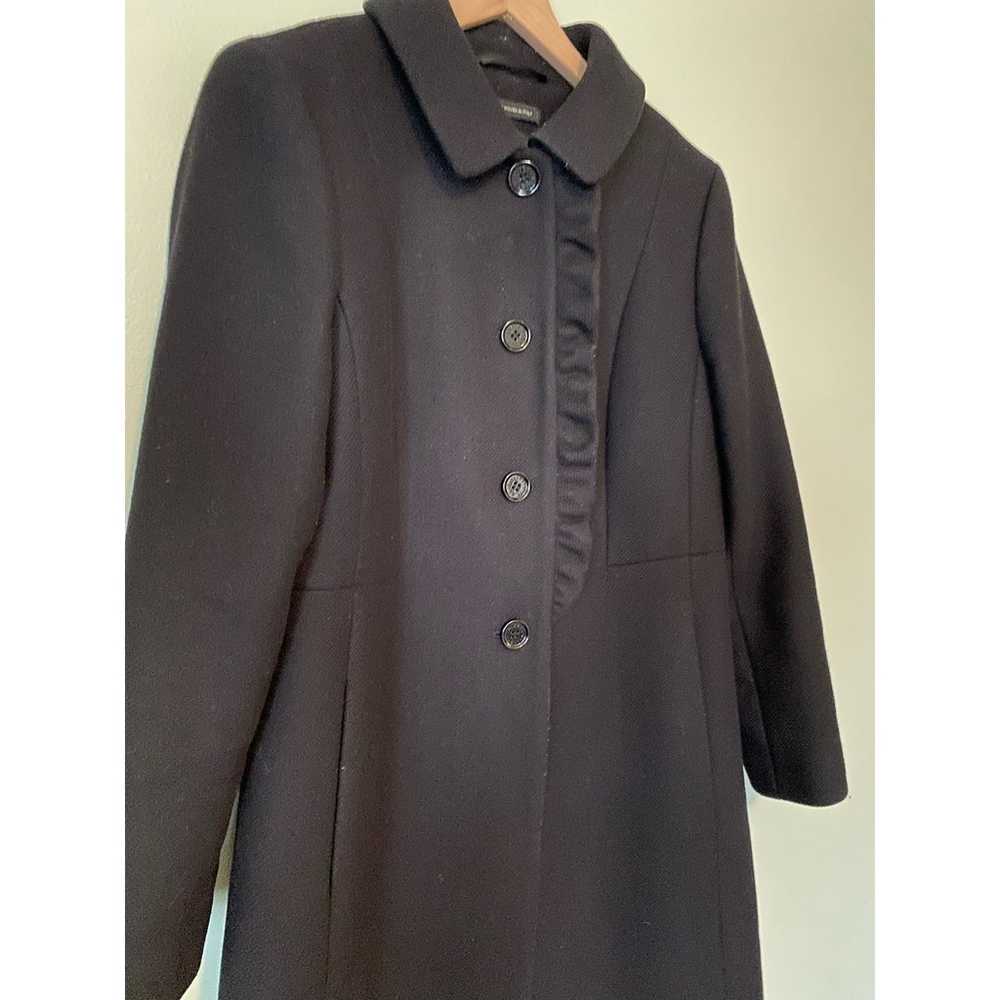 Talbots Ruffle Melton Coat Black Wool Fabric Made… - image 2